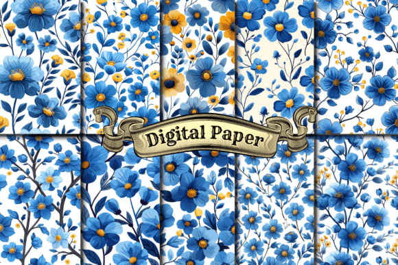 Blue Flowers Digital Paper: Your Creative Blueprint for Stunning Designs