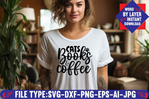 Cats Books and Coffee SVG Design: Perfect for Your Projects