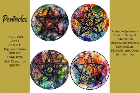 Colorful Pentacle PNGs: 2 Sizes for Creative Projects
