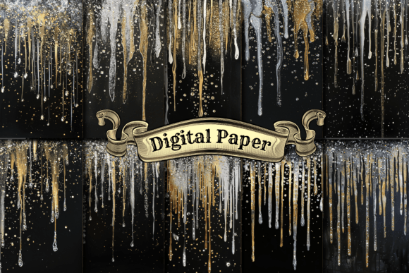 Dripping Glitter Digital Paper