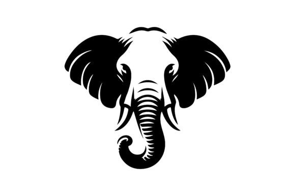 Elephant Face Icon Logo Silhouette