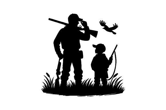 Free Dad and Son Hunting Vector for Crafting and Design