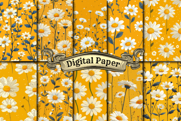 Summer Daisy Digital Paper for Creative Projects