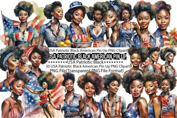 USA Patriotic Black American Pin Up PNG: A Practical Digital Asset for Creative Professionals