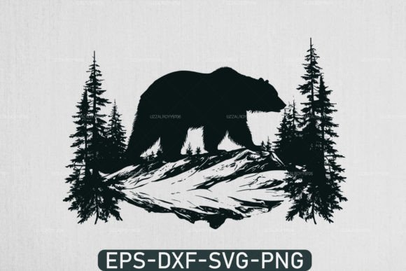 Walking Bear on Cliff in Mountains Scene SVG – A Design That Goes Beyond Decoration