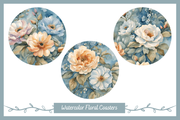 Watercolor Floral Round Coaster Designs: Versatile Art for Everyday Creativity