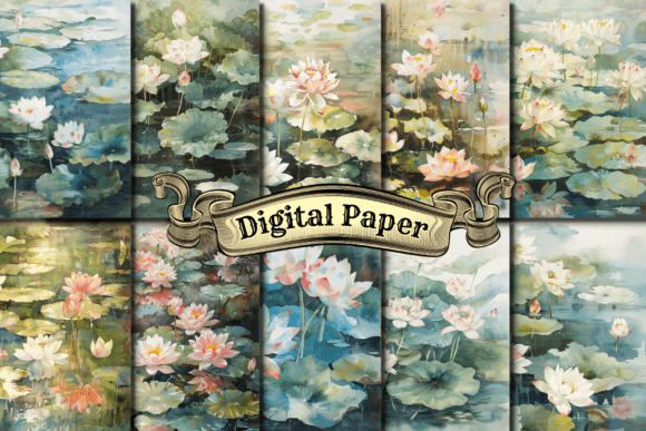 Watercolor Lotus Flower Digital Papers: A Creative Resource for Modern Designers and Crafters