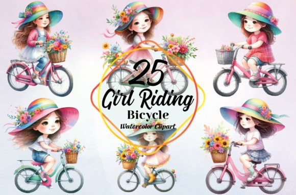 Why High-Resolution Watercolor Girl Riding Bicycle Clipart Elevates Your Creative Projects